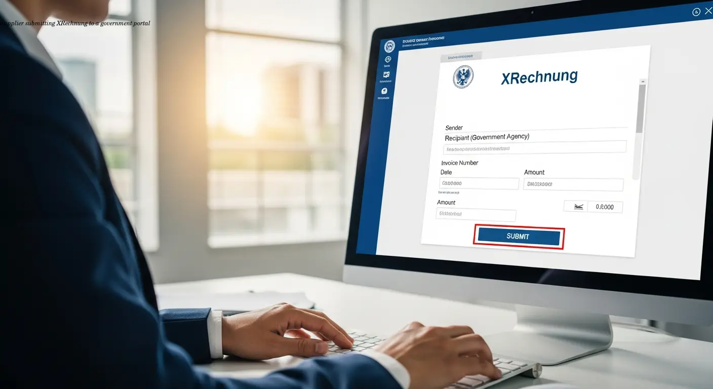 Supplier submitting XRechnung to a government portal
