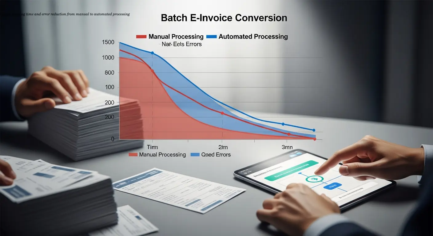 Graph showing time and error reduction from manual to automated processing