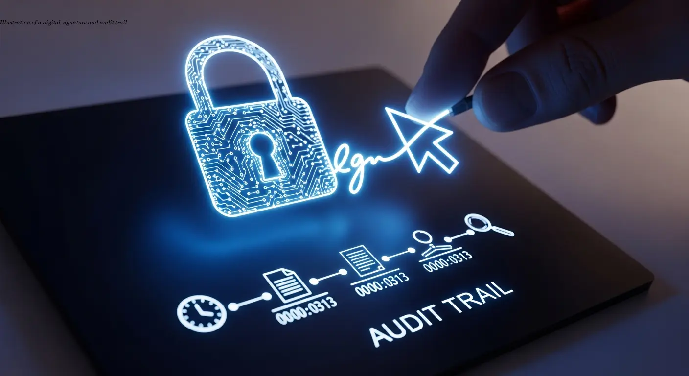 Illustration of a digital signature and audit trail