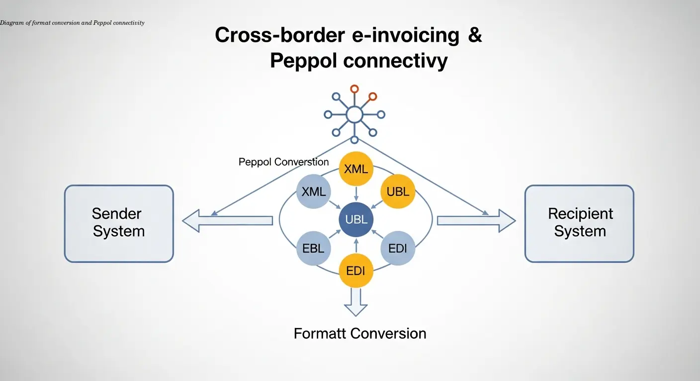 Diagram of format conversion and Peppol connectivity
