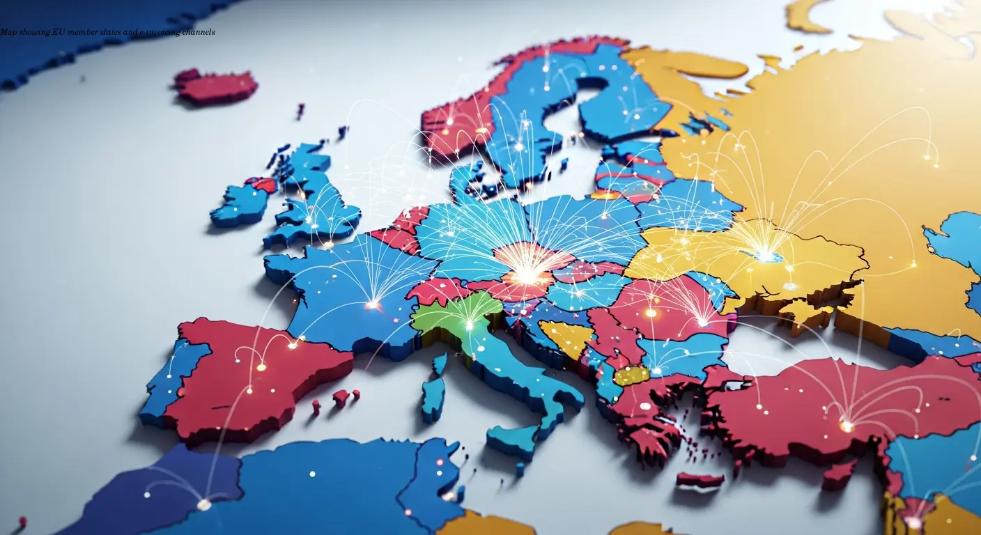 Map showing EU member states and e-invoicing channels