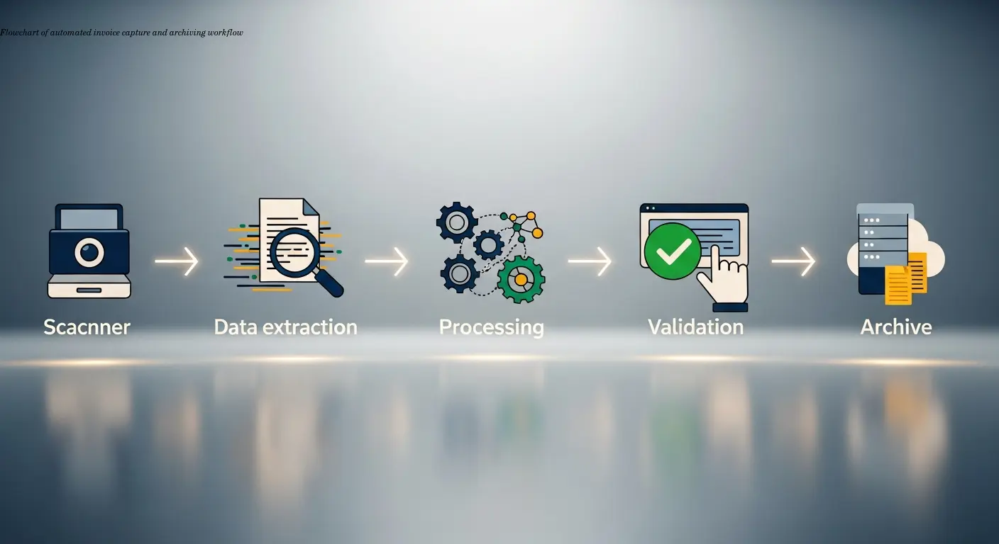 Flowchart of automated invoice capture and archiving workflow