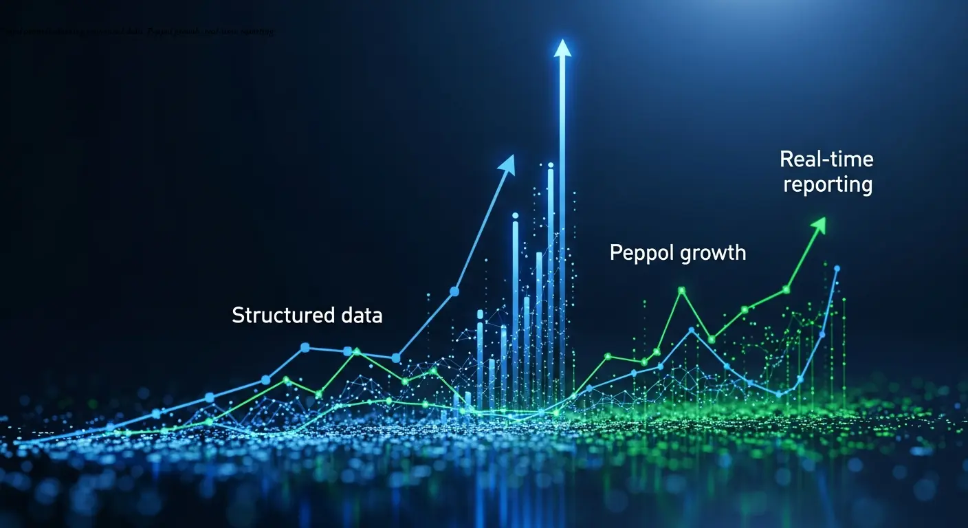 Trend graphic showing structured data, Peppol growth, real-time reporting