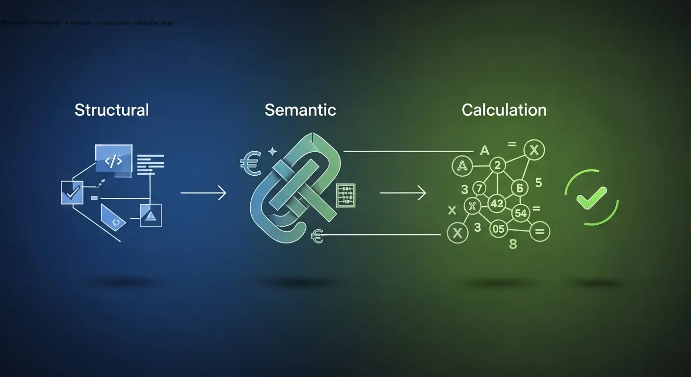 Flowchart of structural -> semantic -> calculation validation steps