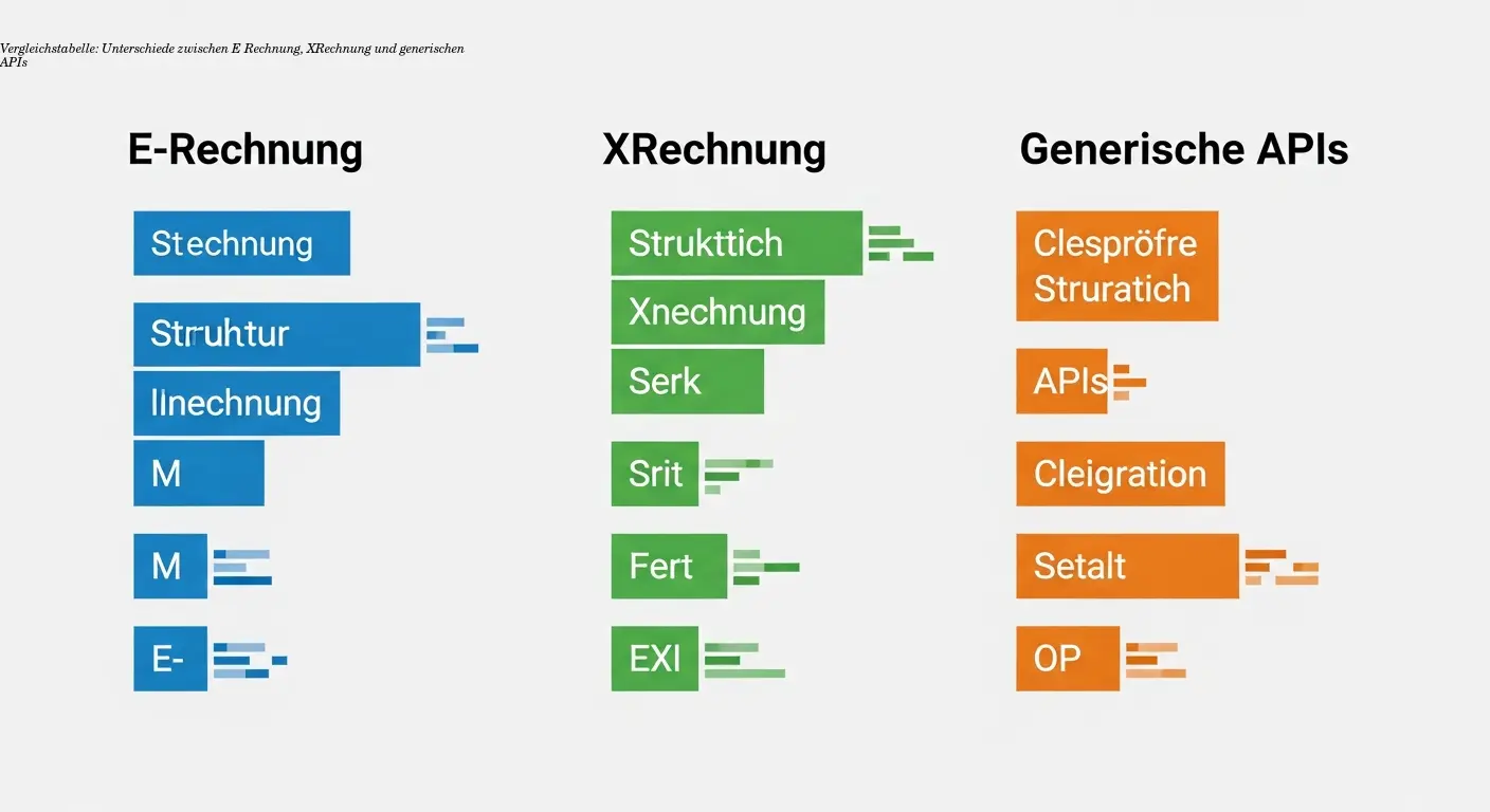 Vergleichstabelle: Unterschiede zwischen E‑Rechnung, XRechnung und generischen APIs