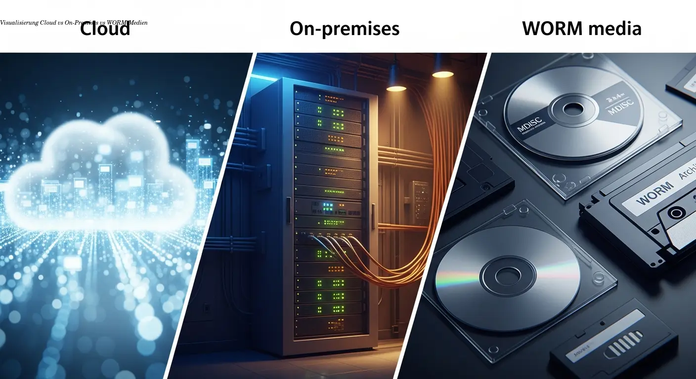 Visualisierung Cloud vs On-Premises vs WORM-Medien