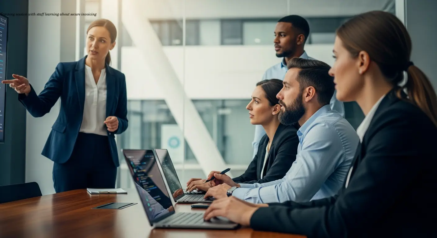 Training session with staff learning about secure invoicing