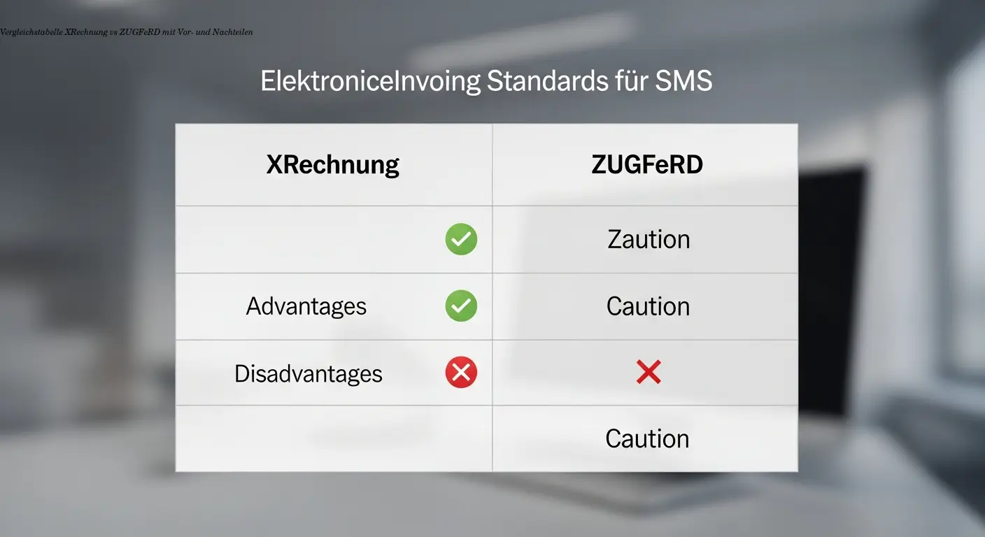 Vergleichstabelle XRechnung vs ZUGFeRD mit Vor- und Nachteilen