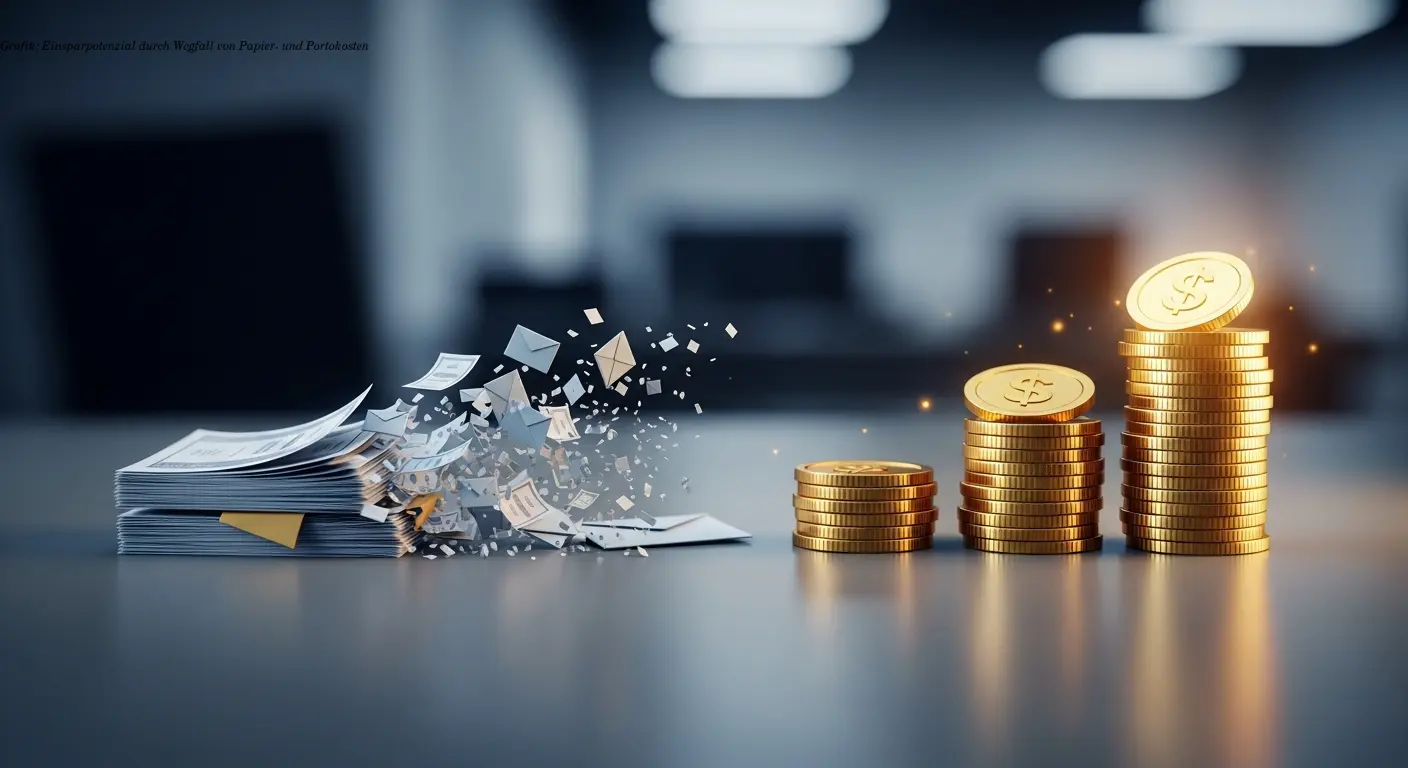 Grafik: Einsparpotenzial durch Wegfall von Papier- und Portokosten