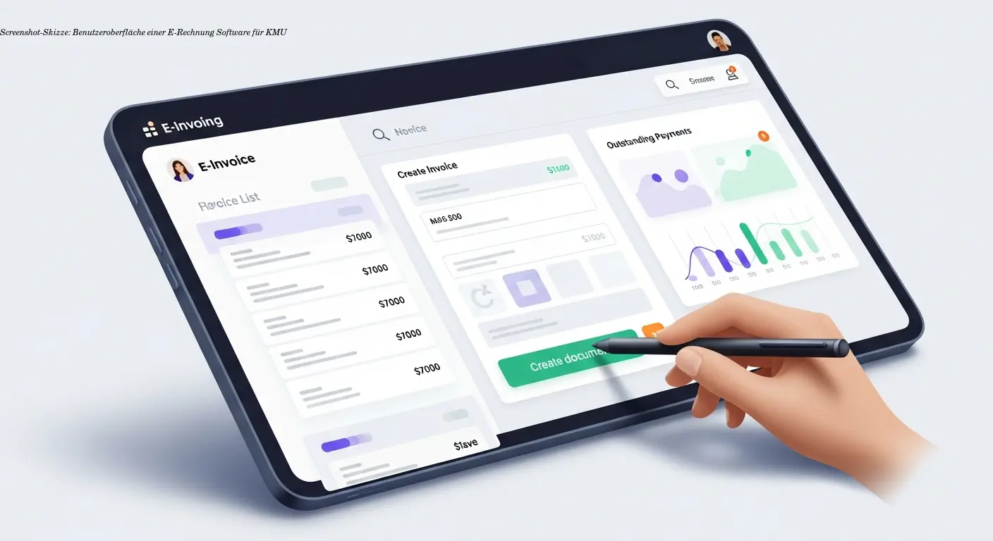 Screenshot-Skizze: Benutzeroberfläche einer E-Rechnung Software für KMU