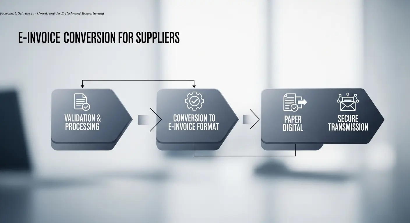 Flowchart: Schritte zur Umsetzung der E-Rechnung-Konvertierung
