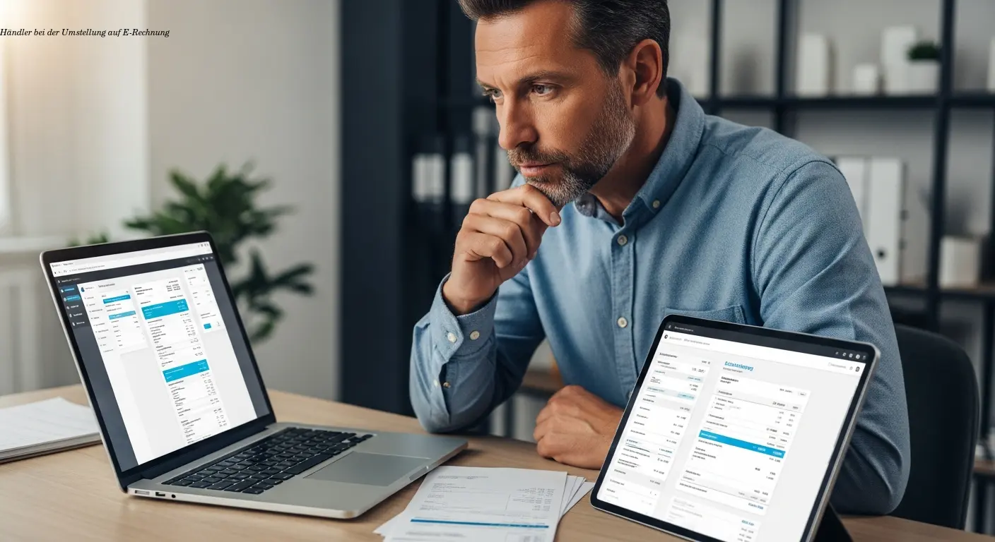 Händler bei der Umstellung auf E-Rechnung