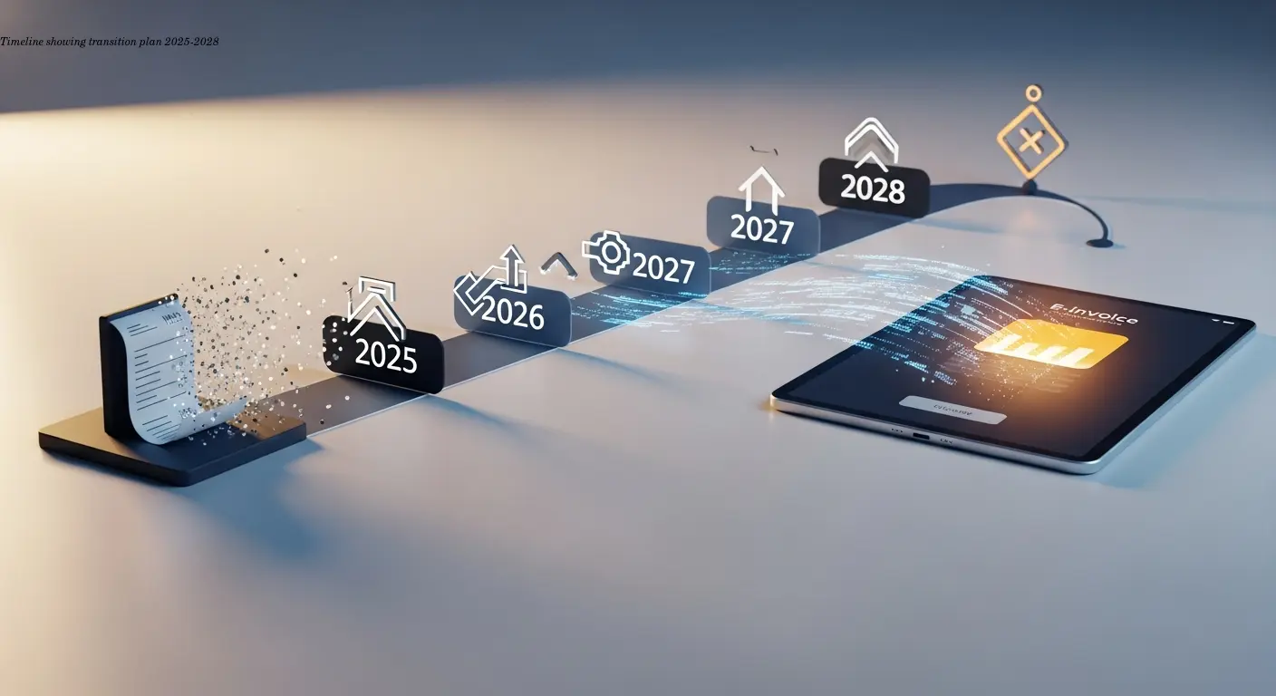 Timeline showing transition plan 2025-2028