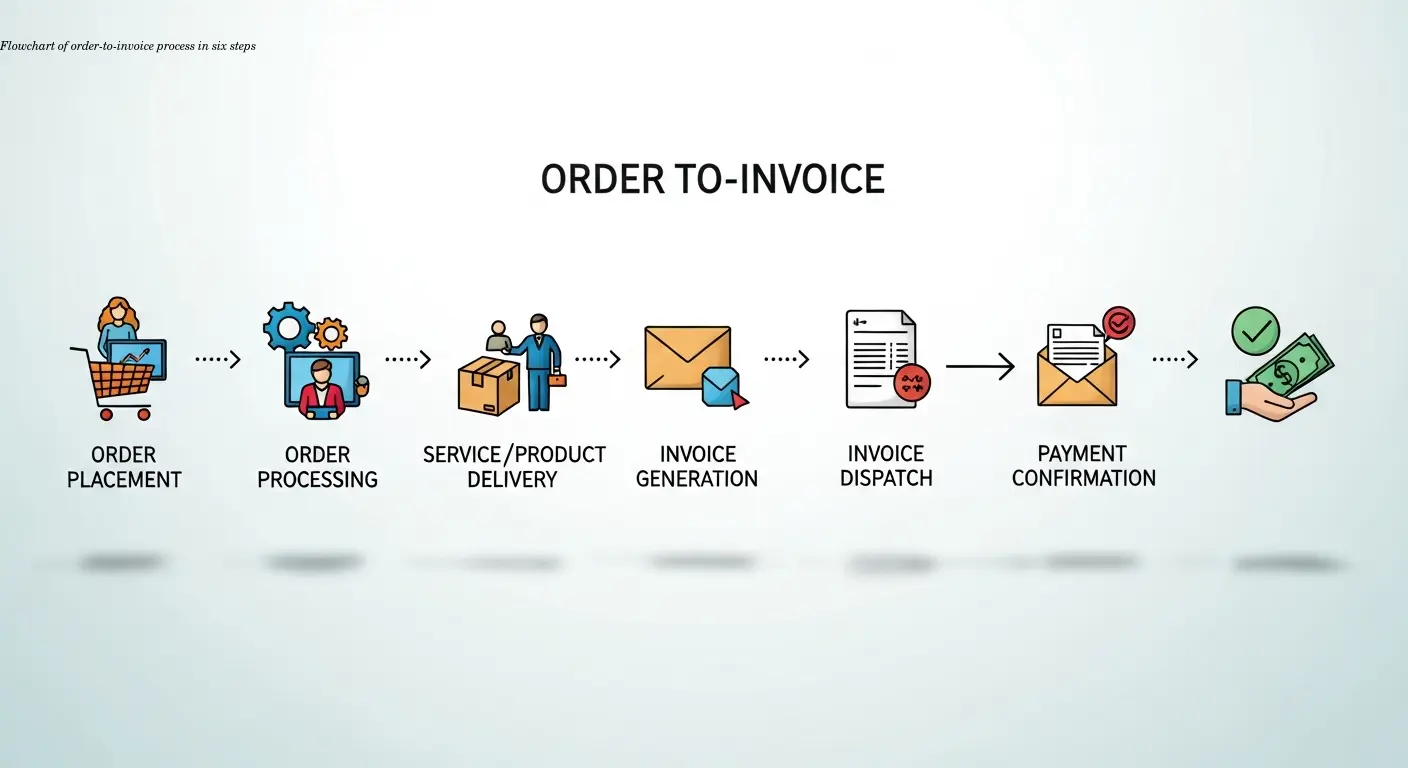 Flowchart of order-to-invoice process in six steps