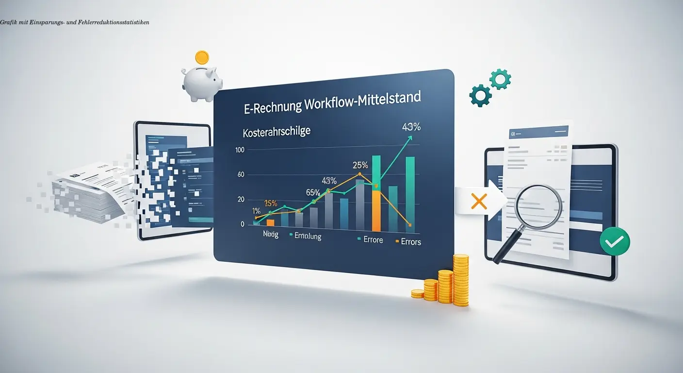 Grafik mit Einsparungs- und Fehlerreduktionsstatistiken