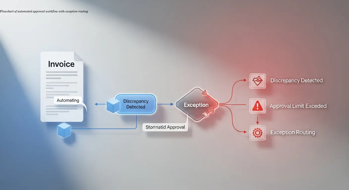 Flowchart of automated approval workflow with exception routing