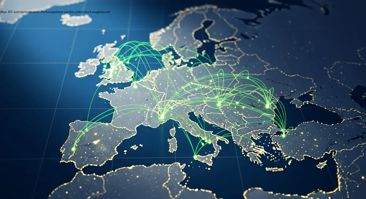 Map: EU‑weit harmonisierte Rechnungsdaten werden elektronisch ausgetauscht