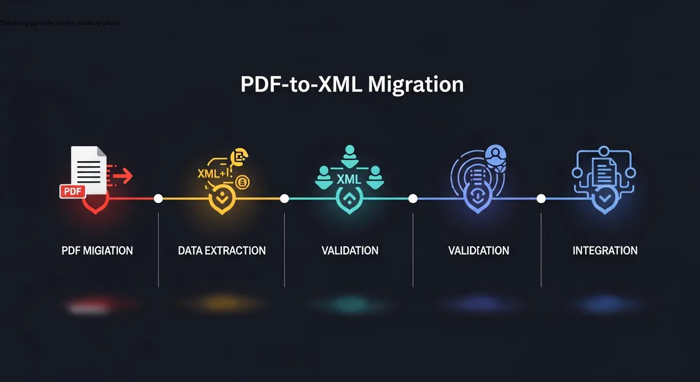 Timeline graphic for the five roadmap phases