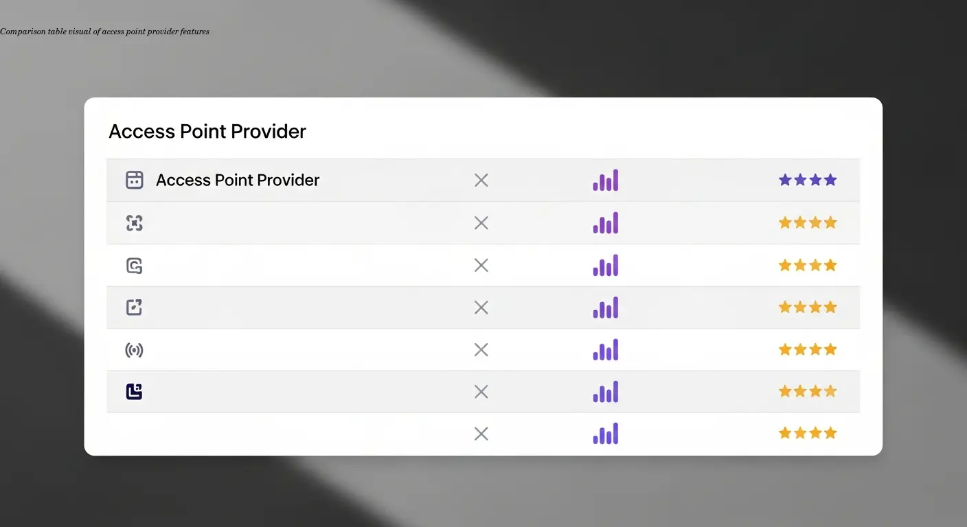 Comparison table visual of access point provider features