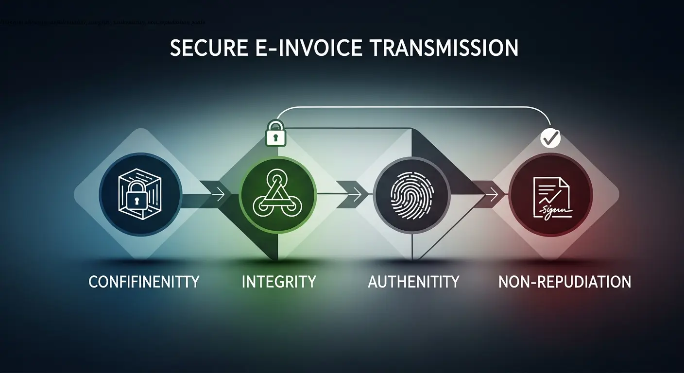 Diagram showing confidentiality, integrity, authenticity, non-repudiation goals