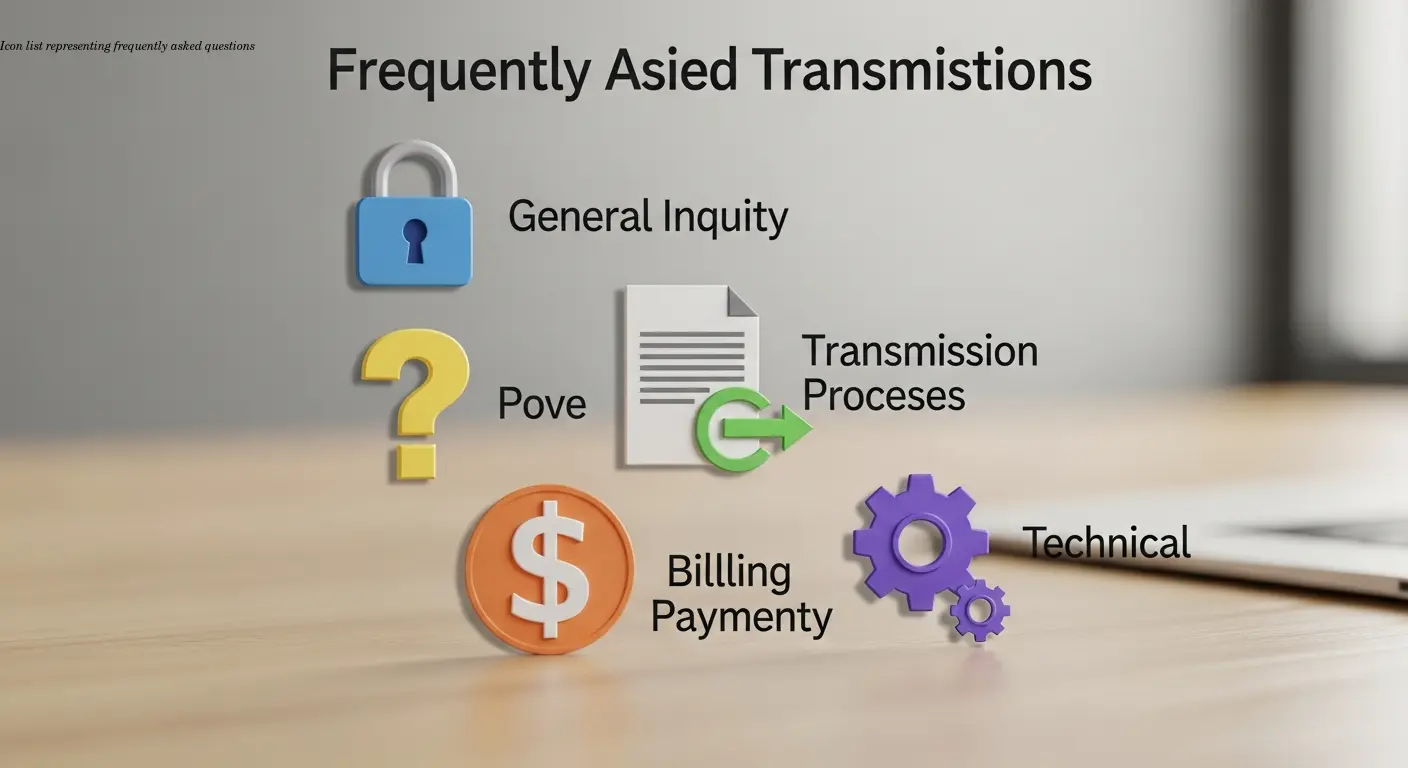 Icon list representing frequently asked questions