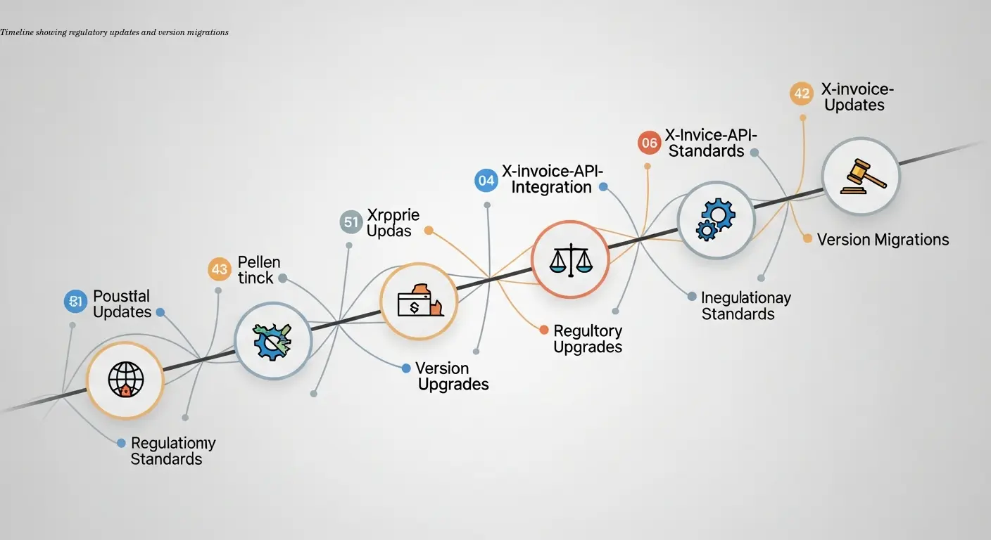 Timeline showing regulatory updates and version migrations