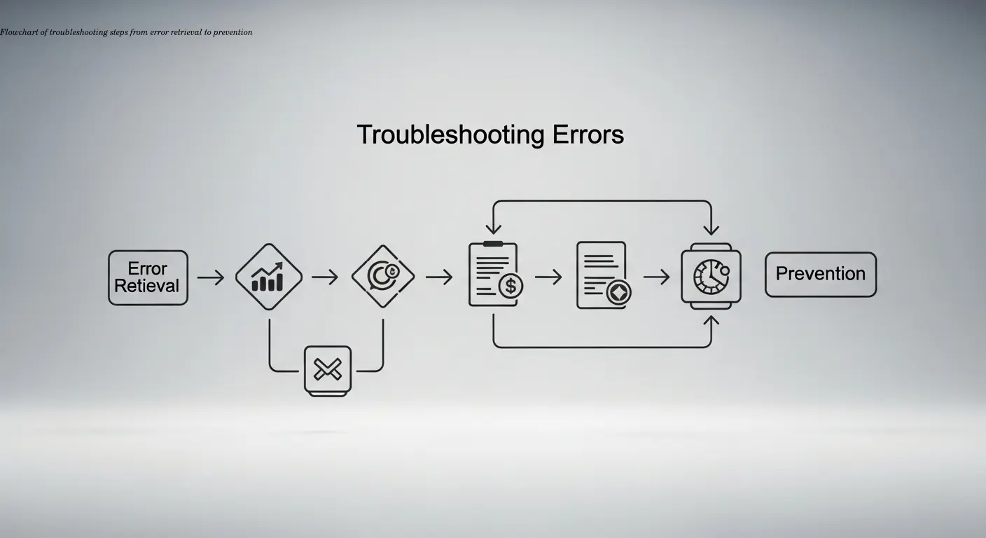 Flowchart of troubleshooting steps from error retrieval to prevention