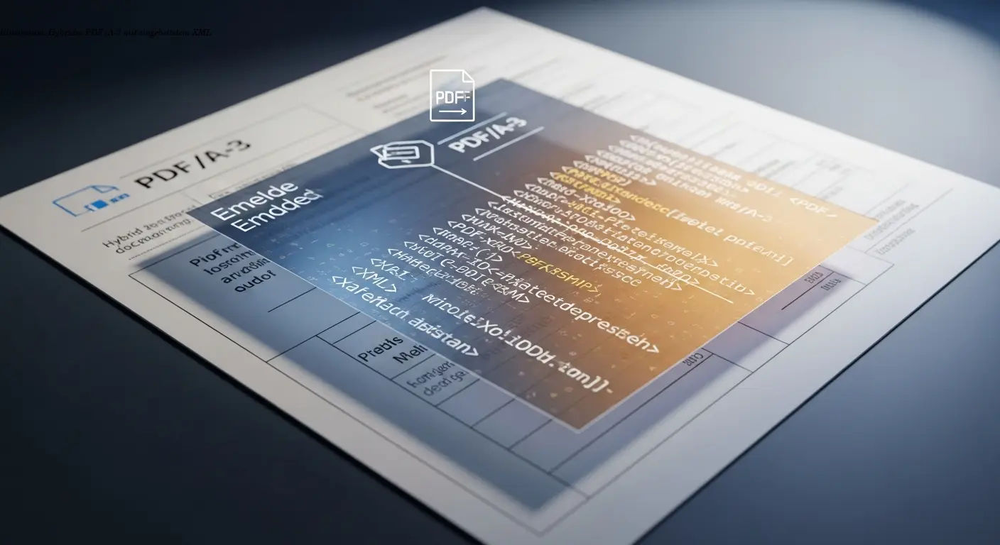 Illustration: Hybrides PDF/A-3 mit eingebettetem XML